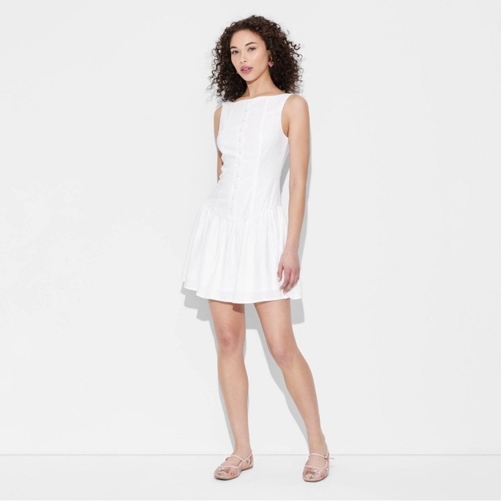 Wild Fable White Sleeveless Bateau Sundress